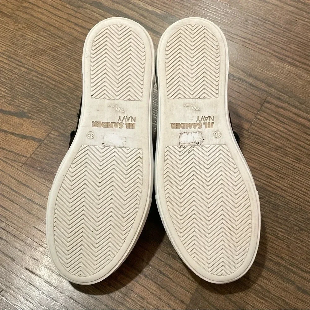 Jil Sander Platform Sneaker Black Leather Shoes